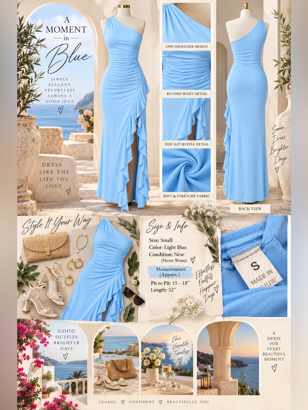 One Shoulder Ruffle Slit Maxi Dress - Picture 10 of 11